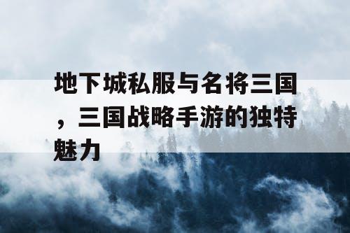 地下城私服与名将三国，三国战略手游的独特魅力