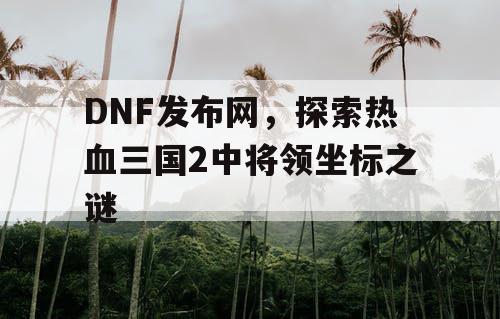 DNF发布网，探索热血三国2中将领坐标之谜