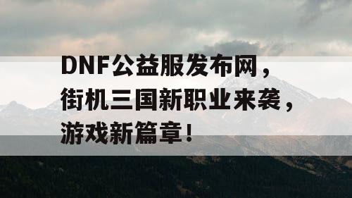 DNF公益服发布网，街机三国新职业来袭，游戏新篇章！